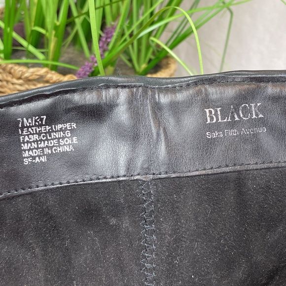 Saks 5th Avenue Black Quilted Zip Up Buckle Moto Calf Boots 7 - Picture 7 of 7